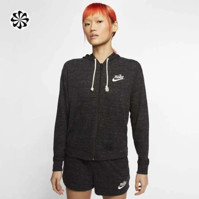 JAQUETA NIKE NSW GYM VNTG HOODIE FZ FEMININA MOLETON - Preto