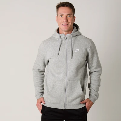 JAQUETA NIKE NSW HOODIE FZ FLC CLUB COM CAPUZ MASCULINA - Cinza JAQUETA NIKE NSW HOODIE FZ FLC CLUB COM CAPUZ MASCULINA - Cinza