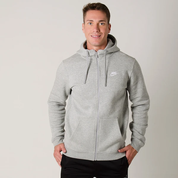 JAQUETA NIKE NSW HOODIE FZ FLC CLUB COM CAPUZ MASCULINA - Cinza JAQUETA NIKE NSW HOODIE FZ FLC CLUB COM CAPUZ MASCULINA - Cinza