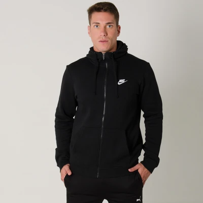 JAQUETA NIKE NSW HOODIE FZ FLC CLUB COM CAPUZ MASCULINA - Preto JAQUETA NIKE NSW HOODIE FZ FLC CLUB COM CAPUZ MASCULINA - Preto