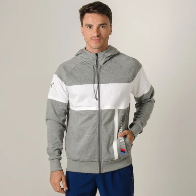 JAQUETA PUMA BMW MMS HOODED SWEAT MASCULINA - Cinza/branco JAQUETA PUMA BMW MMS HOODED SWEAT MASCULINA - Cinza/branco