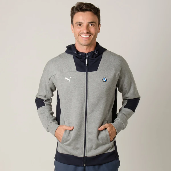 JAQUETA PUMA BMW MS HOODED SWEAT MASCULINA - Cinza/marinho