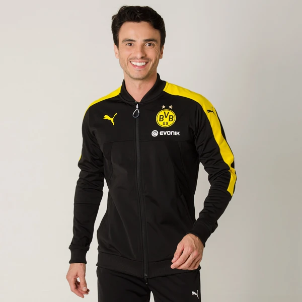 JAQUETA PUMA BVB STADIUM BORUSSIA DORTMUND MASCULINA - Preto/amarelo