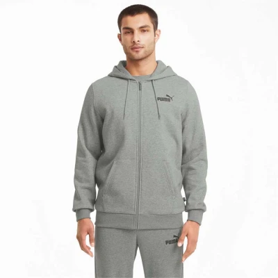 JAQUETA PUMA COM CAPUZ ESSENTIALS SMALL LOGO FZ HOODIE FL MASCULINA - Cinza