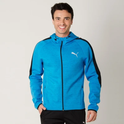 JAQUETA PUMA EVOSTRIPE SPACEKNIT COM CAPUZ MASCULINA - Azul
