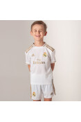 KIT ADIDAS REAL MADRID OFICIAL 1 2019/20 SEM NÚMERO INFANTIL - Branco
