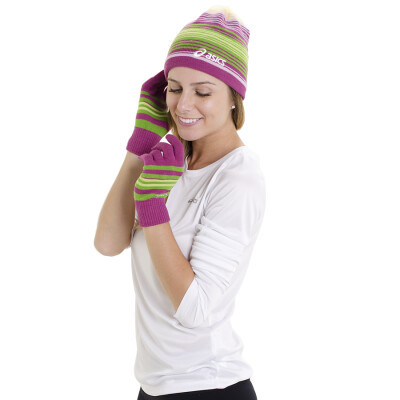 KIT ASICS TOUCA E LUVA WINTER BEANIE AND GLOVE SET - Pink