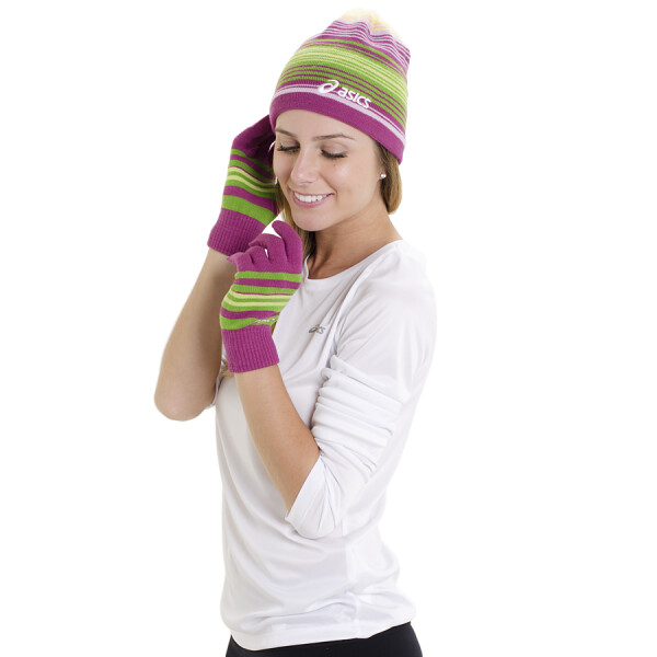 KIT ASICS TOUCA E LUVA WINTER BEANIE AND GLOVE SET - Pink
