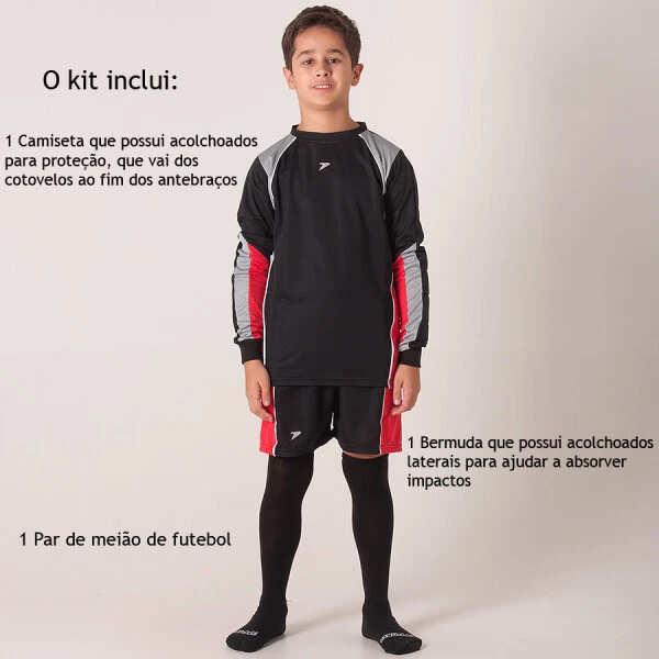 KIT POKER GOLEIRO ASTRO INFANTIL - Preto/vermelho