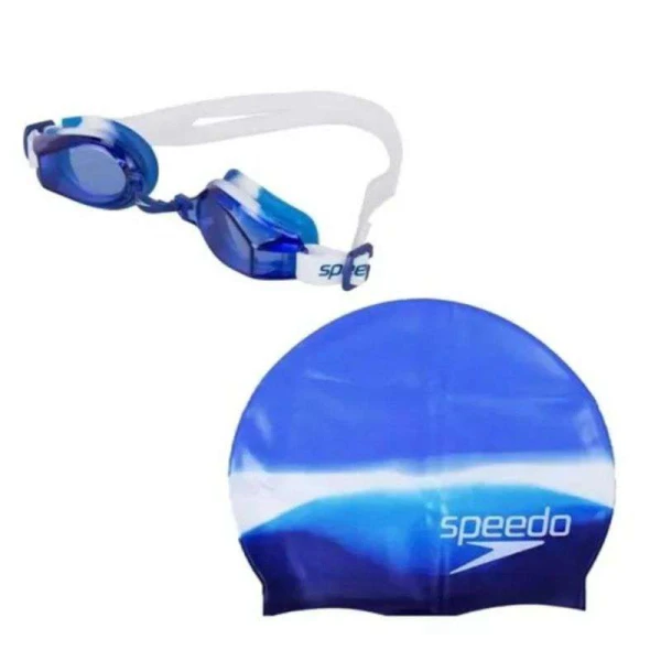 KIT SPEEDO SWIM JR INFANTIL - Azul/branco