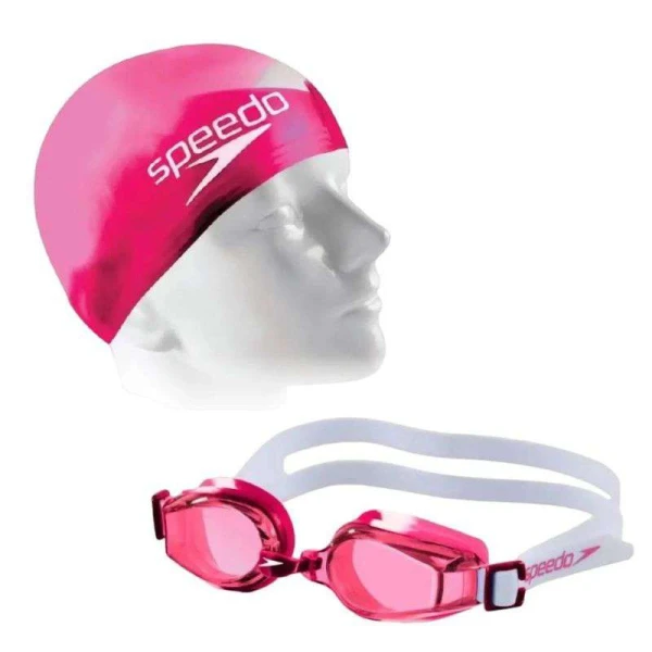 KIT SPEEDO SWIM JR INFANTIL - Rosa/branco