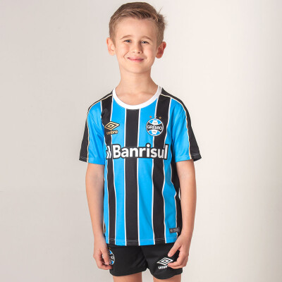 KIT UMBRO GRÊMIO OFICIAL 1 2019 INFANTIL - Azul/preto