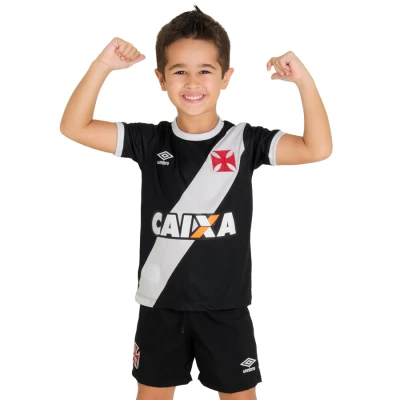 KIT UMBRO VASCO OFICIAL 1 2014 NÚMERO 10 INFANTIL - Branco/preto