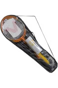 KIT VOLLO BADMINTON 4 RAQUETES COM 3 PETECAS E REDE - Colorido