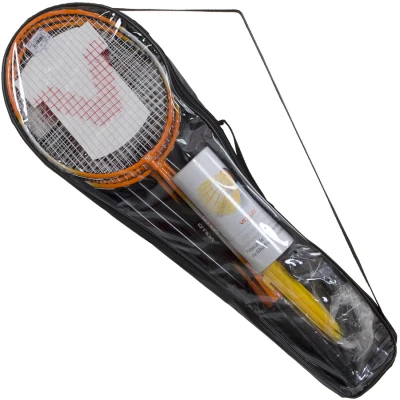 KIT VOLLO BADMINTON 4 RAQUETES COM 3 PETECAS E REDE - Colorido