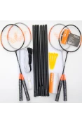 KIT VOLLO BADMINTON COM 4 RAQUETES, 3 PETECAS, MAIS REDE - Colorido