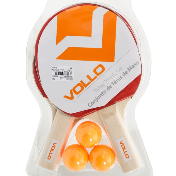 KIT VOLLO TÊNIS DE MESA 2 RAQUETES E 3 BOLAS - Colorido