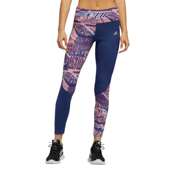 LEGGING ADIDAS OWN TGHE RUN CITY CLASH FEMININA - Azul/rosa