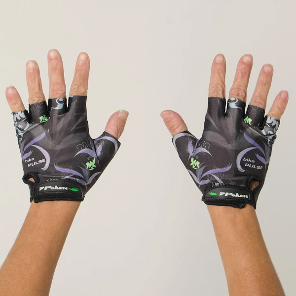 LUVA POKER BIKE ANTISHOCK GEL PULSE - Preto/roxo