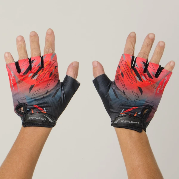 LUVA POKER BIKE ANTISHOCK GEL SHARP - Grafite/vermelho