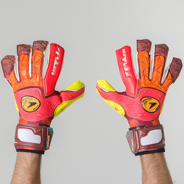 LUVA POKER CAMPO MAX HEXAGON PROFISSIONAL - Vermelho/amarelo