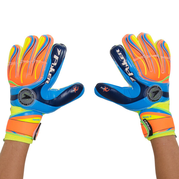 LUVA POKER CAMPO SPEEDY 2 PRO SILVER - Azul/laranja