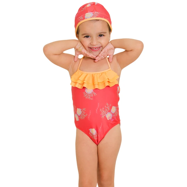MAIÔ SPEEDO OCEAN KIDS INFANTIL - Vermelho/amarelo