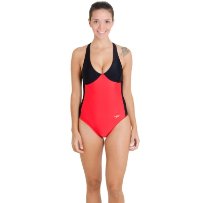 MAIÔ SPEEDO RADIANCE FEMININO - Vermelho/preto