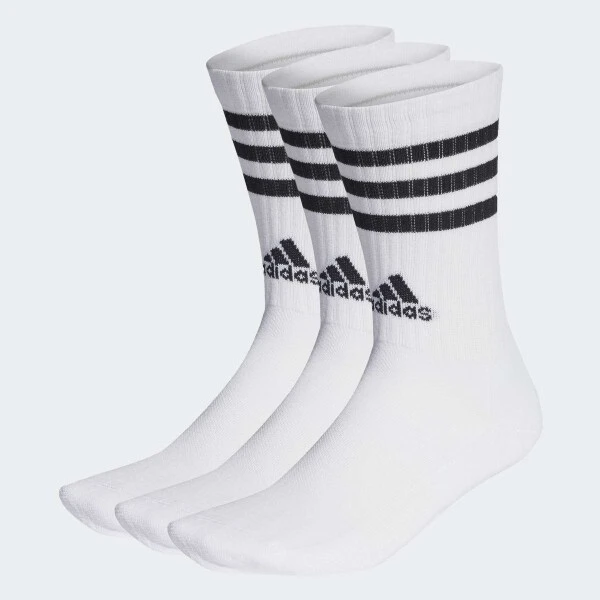 MEIA ADIDAS CANO ALTO 3 LISTRAS PCT C/3 UNIDADES - Branco