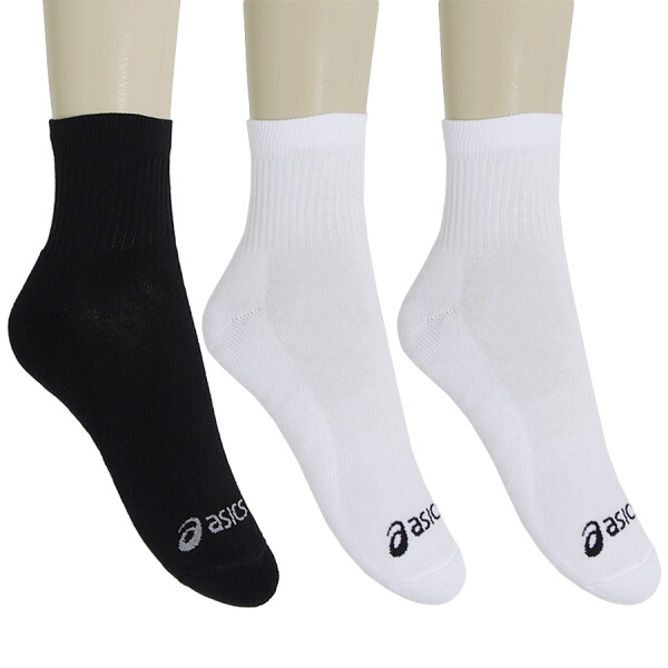 MEIA ASICS BASIC STRETCH QUARTER PACOTE COM 3 - Branco/preto
