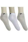 MEIA ASICS COTTON SPORTS LOW PACOTE COM 3 - Cinza/branco