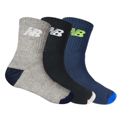 MEIA NEW BALANCE CANO ALTO PACOTE COM 3 INFANTIL 29-32 - Marinho/preto