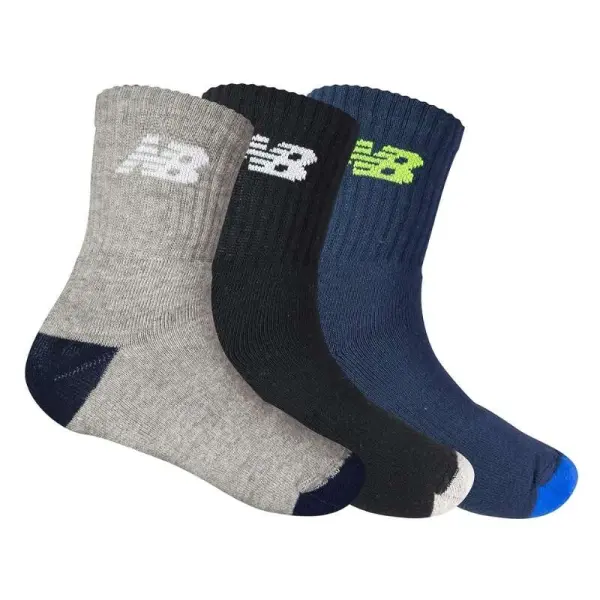 MEIA NEW BALANCE CANO ALTO PACOTE COM 3 INFANTIL 29-32 - Marinho/preto