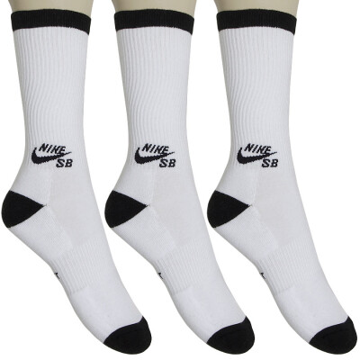 MEIA NIKE SB CREW SKATEBOARDING PACOTE COM 3 - Branco/preto