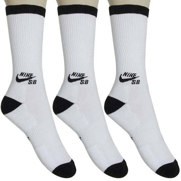 MEIA NIKE SB CREW SKATEBOARDING PACOTE COM 3 - Branco/preto