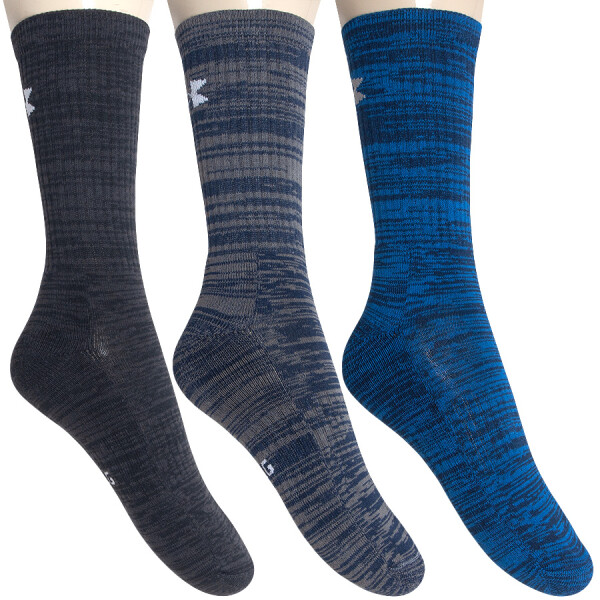 MEIA UNDER ARMOUR HEATGEAR TCH PACOTE COM 3 PARES 39/44 - Azul/preto
