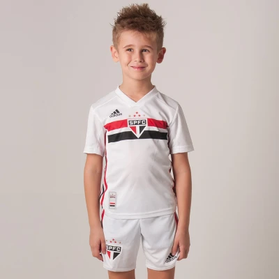 MINI KIT ADIDAS SÃO PAULO FC OFICIAL 1 2019 INFANTIL - Branco/vermelho