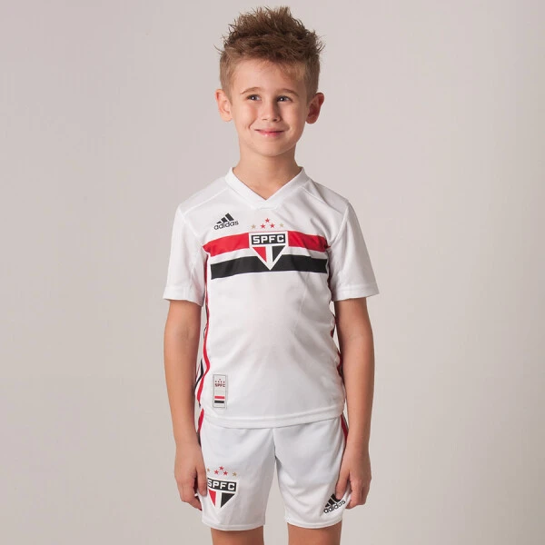 MINI KIT ADIDAS SÃO PAULO FC OFICIAL 1 2019 INFANTIL - Branco/vermelho