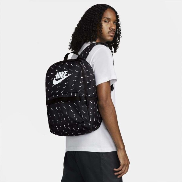 MOCHILA NIKE HERITAGE BKPK SWOOSH WAVE UNISSEX - Preto/branco
