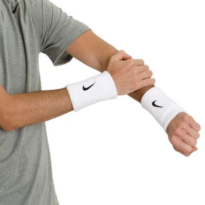 MUNHEQUEIRA NIKE SWOOSH DOUBLE WRISTBAND - Branco/preto