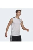 REGATA ADIDAS ESPORTIVA AEROREADY DESIGNED TO MOVE 3-STRIPES MASCULINA - Branco/preto REGATA ADIDAS ESPORTIVA AEROREADY DESIGNED TO MOVE 3-STRIPES MASCULINA - Branco/preto