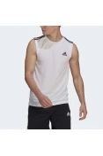 REGATA ADIDAS ESPORTIVA AEROREADY DESIGNED TO MOVE 3-STRIPES MASCULINA - Branco/preto REGATA ADIDAS ESPORTIVA AEROREADY DESIGNED TO MOVE 3-STRIPES MASCULINA - Branco/preto