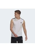 REGATA ADIDAS ESPORTIVA AEROREADY DESIGNED TO MOVE 3-STRIPES MASCULINA - Branco/preto REGATA ADIDAS ESPORTIVA AEROREADY DESIGNED TO MOVE 3-STRIPES MASCULINA - Branco/preto