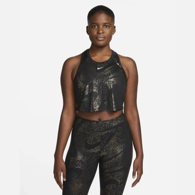 REGATA NIKE ONE DF TANK AOP FEMININA - Preto/dourado REGATA NIKE ONE DF TANK AOP FEMININA - Preto/dourado