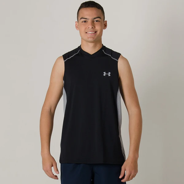 REGATA UNDER ARMOUR RAID MASCULINA - Preto/cinza