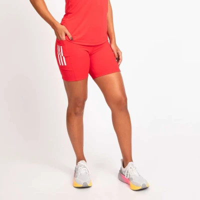 SHORTS ADIDAS 3 LISTRAS C/BOLSO FEMININO - Vermelho