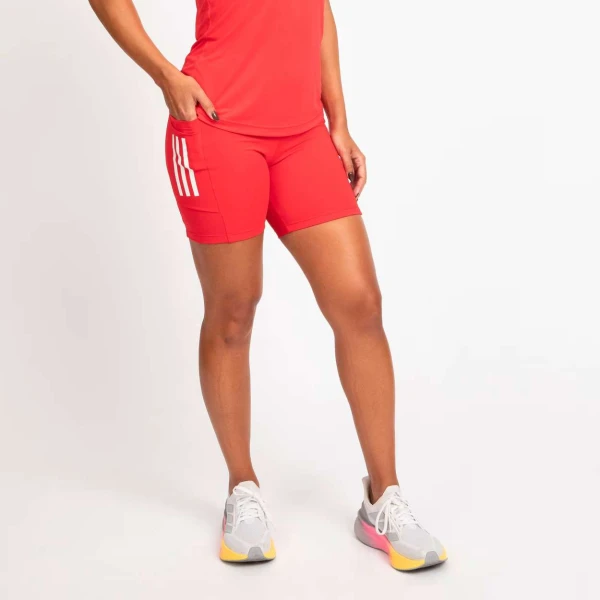 SHORTS ADIDAS 3 LISTRAS C/BOLSO FEMININO - Vermelho
