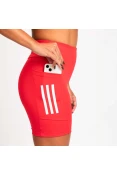 SHORTS ADIDAS 3 LISTRAS C/BOLSO FEMININO - Vermelho