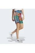 SHORTS ADIDAS BIKE FARM FEMININO - Azul/laranja