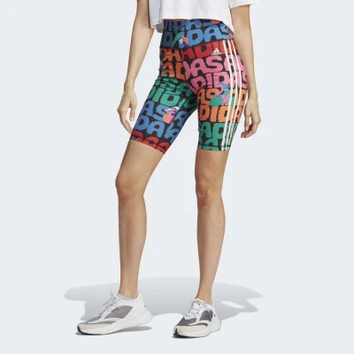 SHORTS ADIDAS BIKE FARM FEMININO - Azul/laranja